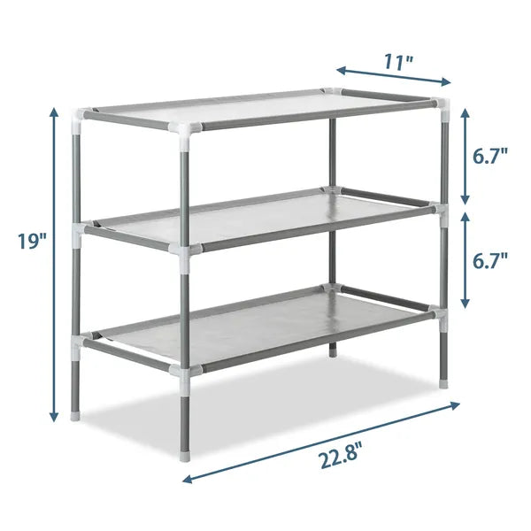 Simple Assembly 3 Tiers Non-woven Fabric Shoe Rack Gray - view 2