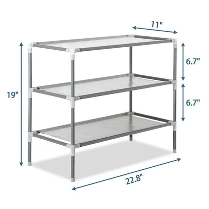 Simple Assembly 3 Tiers Non-woven Fabric Shoe Rack Gray - view 2