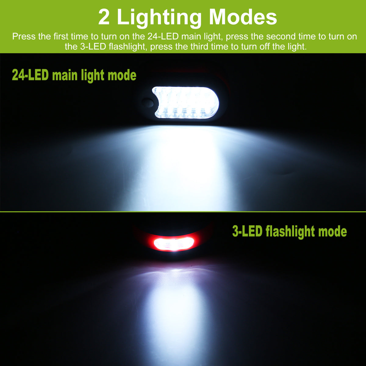 1Pc Magnetic LED Work Light With Hook Compact Flashlight For Camping Hiking Emergency - view 9
