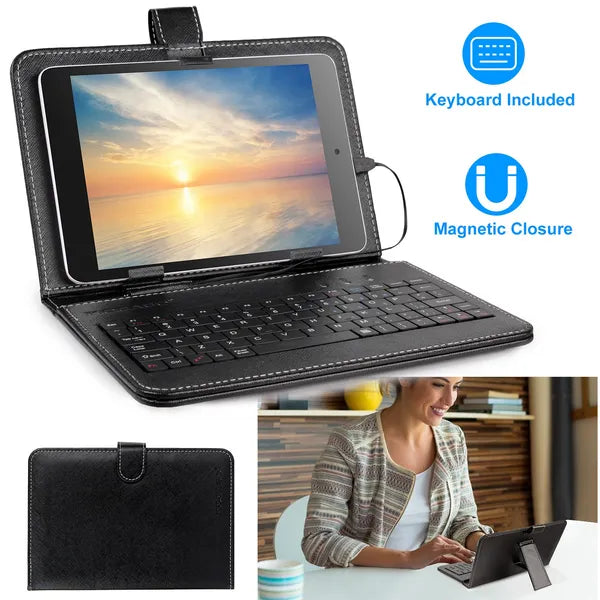 7.9in Protective Keyboard Case W / Keyboard PU Leather Back Stand Tablet Cover Via USB 2.0 Cable
