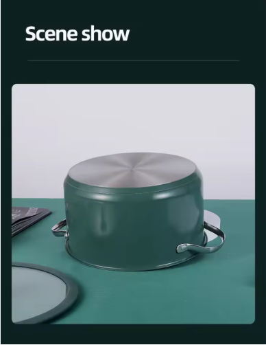 4pcs Stainless Steel Ceramic Coated Pot Set, Including 1 Milk Pot, 2 Stockpots, 1 Non-stick Pan - view 2