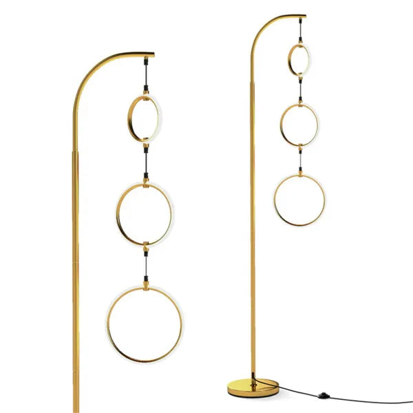 3-Circle LED Floor Lamp, Gold Standing Lamp With Adjustable Brightness & 3 Color Temperatures