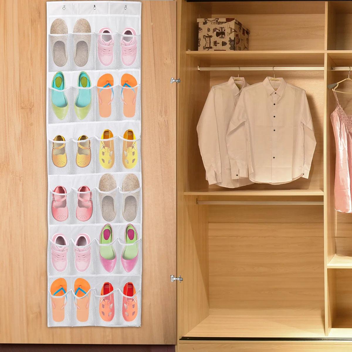 1Pc Over The Door Shoes Rack 24-Pocket Crystal Clear Organizer 6-Layer Hanging Storage Shelf For Shoes Slippers Small - view 6