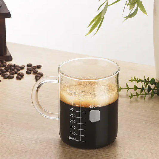 1 PCS Transparent Tape With High Borosilicate Glass Cup, Coffee Cup, Coffee Sharing Cup With Scale Identification