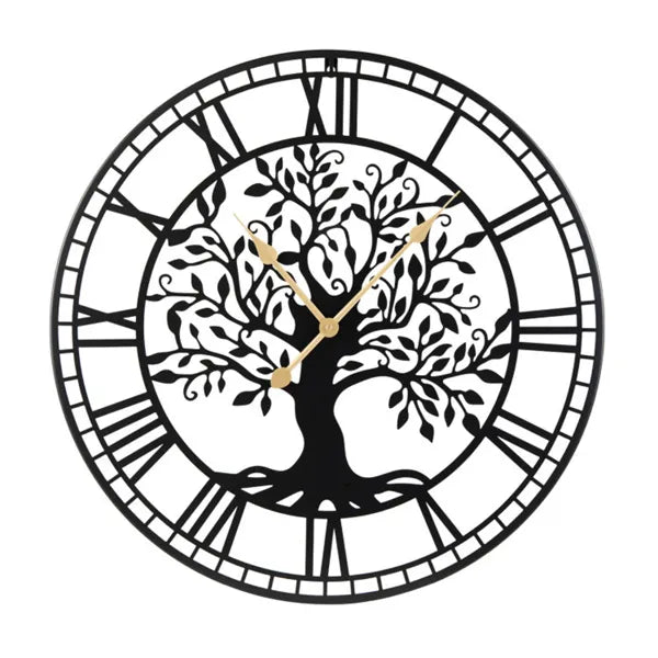 Black Tree Of Life Decorative Wall Clock, 27' Non-Ticking Quartz Movement Easy To Read - view 3