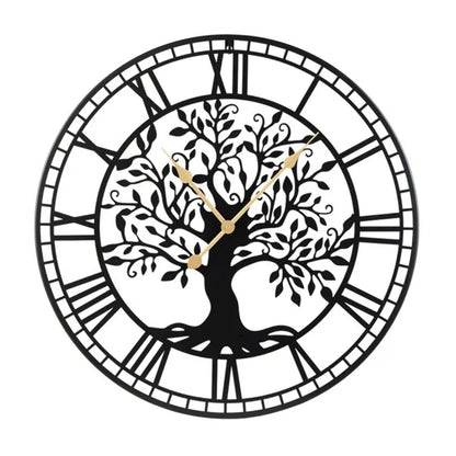 Black Tree Of Life Decorative Wall Clock, 27' Non-Ticking Quartz Movement Easy To Read - view 3