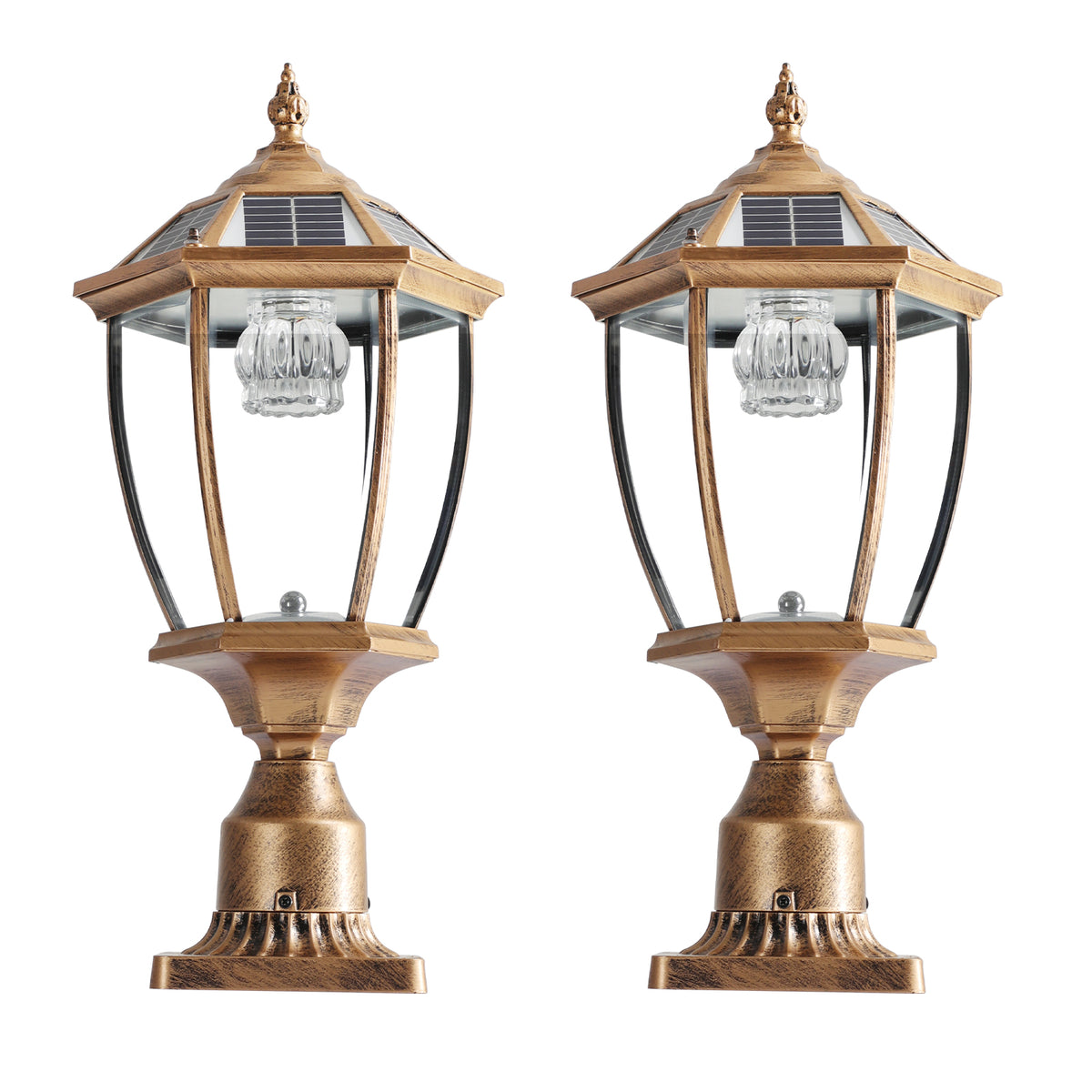 20 Golden Solar Powered LED Outdoor Lantern, Vintage Garden Light With Elegant Glass Design For Pathways, Yards - view 6