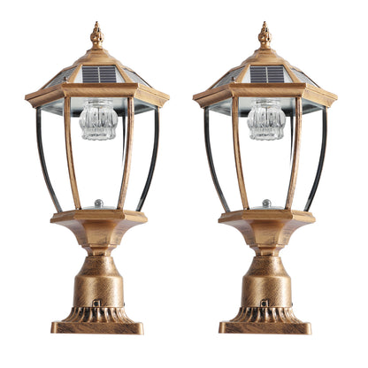 20 Golden Solar Powered LED Outdoor Lantern, Vintage Garden Light With Elegant Glass Design For Pathways, Yards - view 6