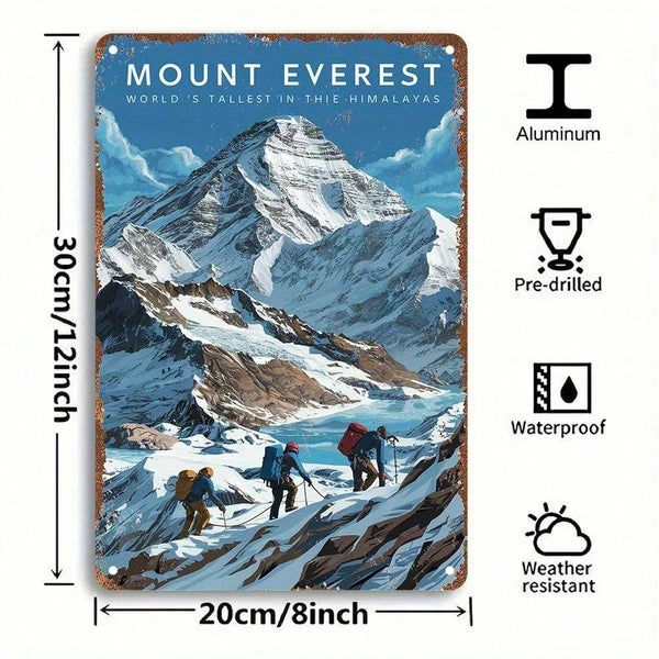 Vintage Mount Everest Metal Wall Art 8x12 Inch Retro Himalayan Trekking Map Poster With Climbers Durable Iron Sign - view 5