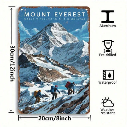 Vintage Mount Everest Metal Wall Art 8x12 Inch Retro Himalayan Trekking Map Poster With Climbers Durable Iron Sign - view 5