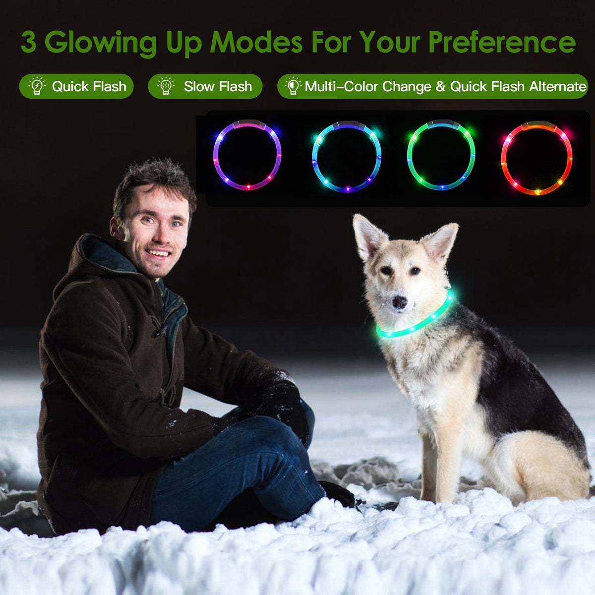 1Pc USB Rechargeable LED Dog Collar Multi Color Lighting Dog Safety Collar Cuttable Length Glow Dog Collar For Small - view 3