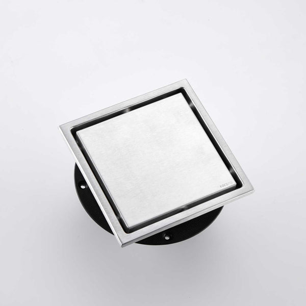 6 Inch Square Shower Drain With 2-in-1 Flat & Tile Insert Removable Cover - view 4