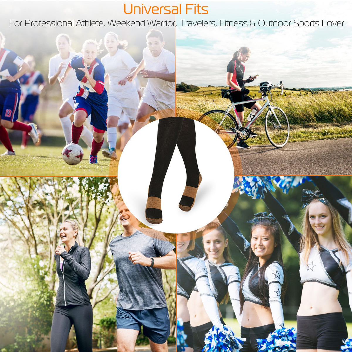 Unisex Copper Compression Socks Women Man Durable Hose Graduated Support Socks For Running Nursing Shin Splints Edema - view 4