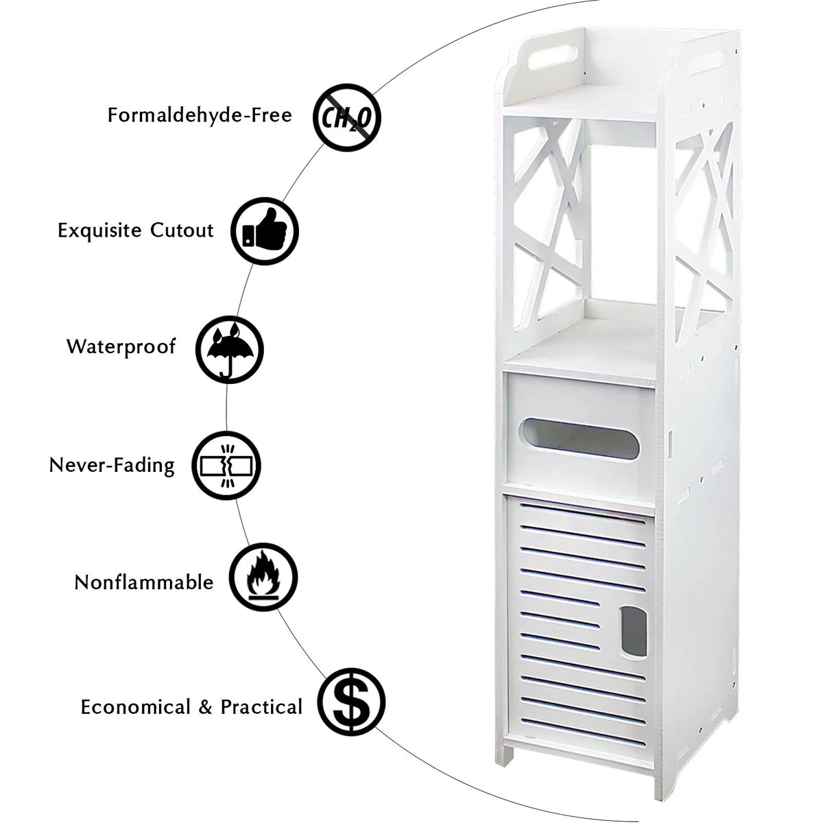 Bathroom Storage Shelf Drawer Multi Compartment Organizer Water Proof Anti Decay Anti Rot Environmental Friendly White - view 3