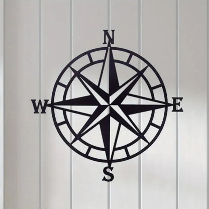 Metal Baked Paint Nautical Compass Rose Wall Art Vintage Navigation Decor - view 3