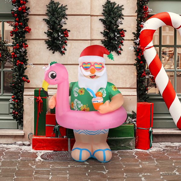 5.9 FT Lighted Christmas Inflatable Decoration, Inflatable Hawaii Santa Claus Outdoor Decoration - view 2