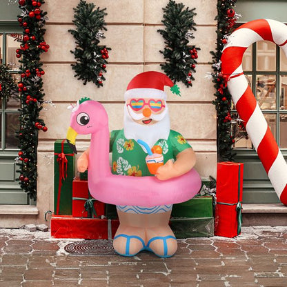 5.9 FT Lighted Christmas Inflatable Decoration, Inflatable Hawaii Santa Claus Outdoor Decoration - view 2