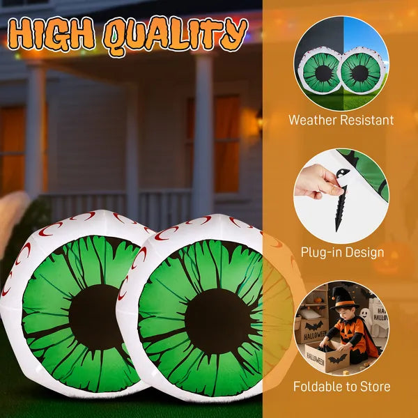 2 Packs Halloween Inflatables Large Set Of Lighted Eyes Decoration, 3FT Blow Ups Green Eyes For Yard - view 5