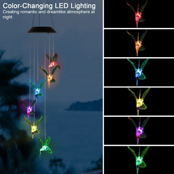 LED Solar Hummingbird Wind Chime Solar String Lights 6 LEDs Color-Changing IP65 Waterproof Decorative Lamp - view 2