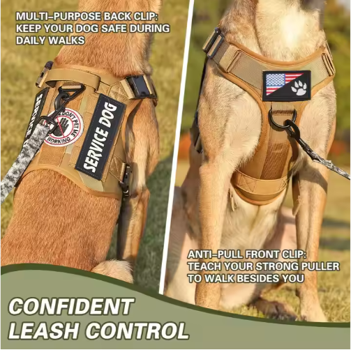 Hiphoppet US Local Tactical Service Dog Harness Vest Adjustable Reflective No Pulling Large Dog Harness With Metal - view 5