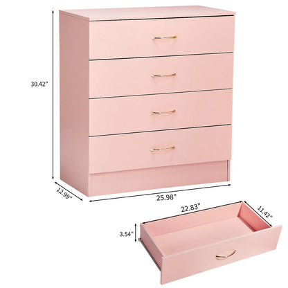 25.98"*12.99"*30.42" 4-Drawer Cabinet Faux Rose Gold Handles Pink - view 6
