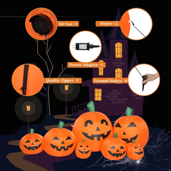 7ft Classic 7pcs LED String Lights 7pcs Pumpkin Inflatable Halloween Decoration - view 2