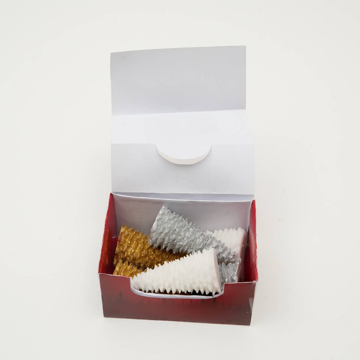 Holiday Luster Candle Box Green, Red & White - 6 Pcs - view 2