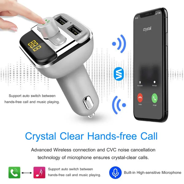 Car Wireless FM Transmitter 3.4A Dual USB Charge Hands-free Call Car MP3 Player - view 5