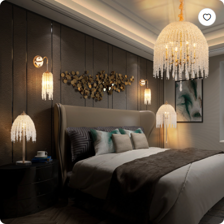 3-Light Elegant Crystal Floor Lamp Vintage Waterfall Design With Cascading Crystal Beads And Marble Texture Base - view 5
