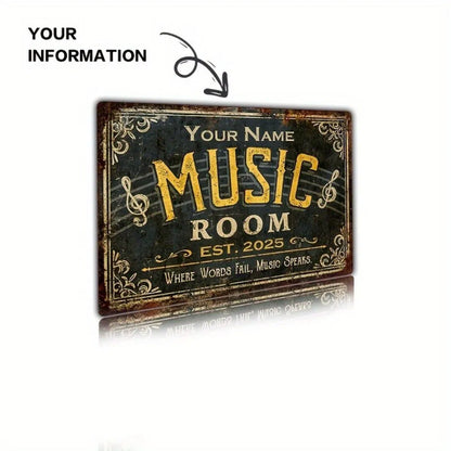 Custom Metal Music Sign Personalized Studio Classroom Decor Outdoor Wall Gift