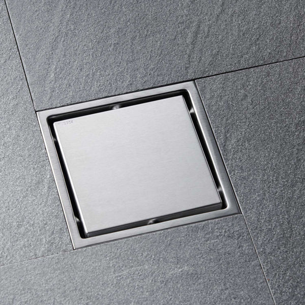 6 Inch Square Shower Drain With 2-in-1 Flat & Tile Insert Removable Cover - view 5