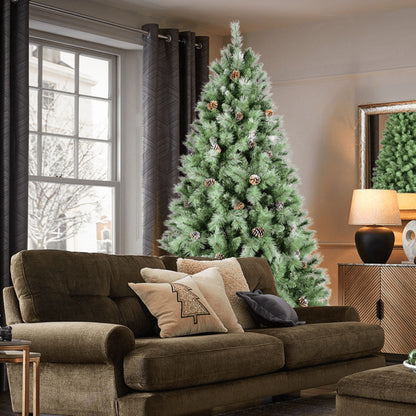 Artificial 5ft Green Christmas Tree With 694PVC Hard Needle Mixed Branch Tips, 200L Warm White Led, Pine Cone - view 3