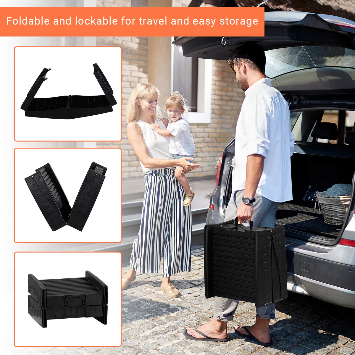60 inch Nonslip Folding Dog Ramp, Tri-Fold Portable Lightweight Pet Ramp for Cars, Trucks and SUVs - view 6