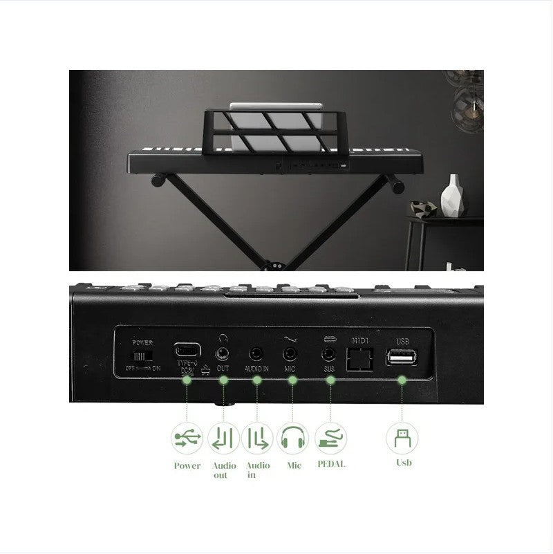 61 Key Folding Piano Semi Weighted Standard Keyboard With Bluetooth Digital Piano - view 2