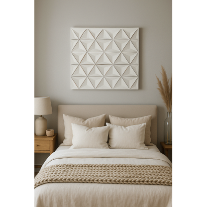 White Square Shape Handcrafted MDF Wall Decor Elegant Home Accent