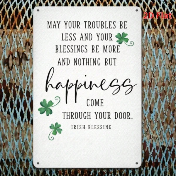 Green Leaves Blessing Metal Plaque Sign, Vintage Rustic 2D Flat Printed Wall Art - view 4