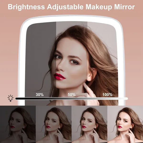 5.98x8.62in Lighted Makeup Mirror Vanity Desk Mirror Small LED Mirror With 3 Light Colors Touch Screen Brightness - view 2