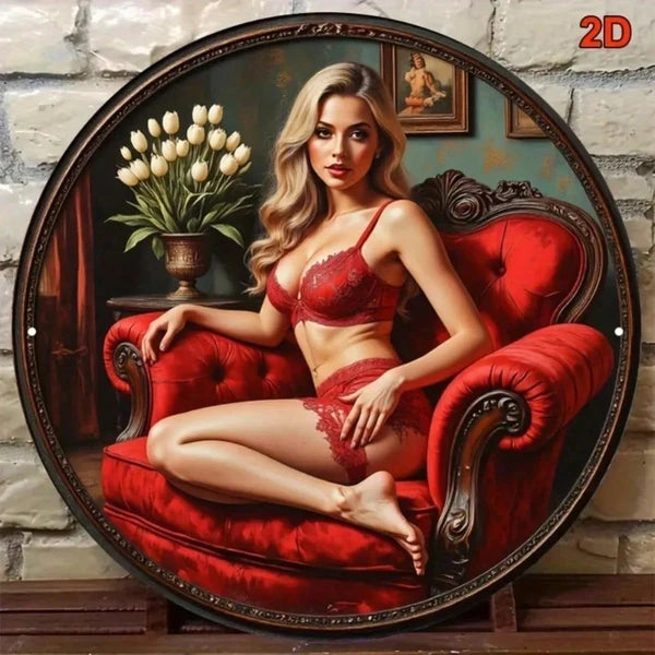 Vintage Red Woman Silhouette Aluminum Tin Metal Sign 8x8 Inch Retro Wall Decor Classic Artwork Home Kitchen Bar Cafe - view 4