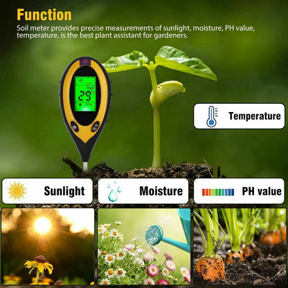 4 In 1 LCD Digital Soil Tester PH Water Temperature Sunlight Plant Test - view 5