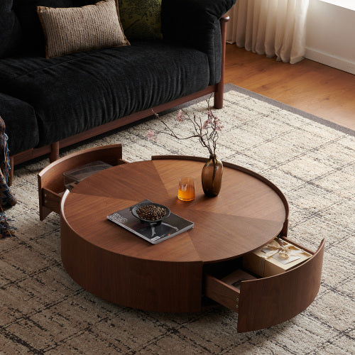 35.4-inch Coffee Tables, Circular Walnut Design, Suitable For Living Rooms, Walnut Material, Suitable For Bedrooms - view 7