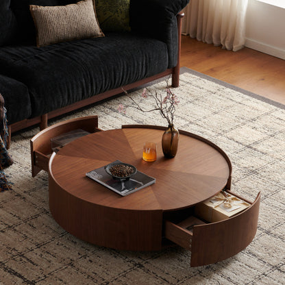 35.4-inch Coffee Tables, Circular Walnut Design, Suitable For Living Rooms, Walnut Material, Suitable For Bedrooms - view 7