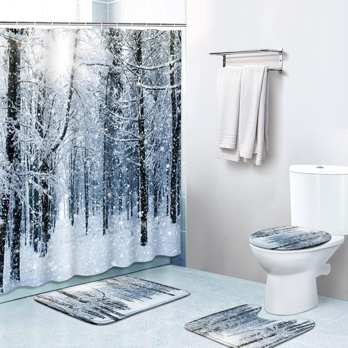Decorative Artificial Plants Shower Curtain Textile Washable