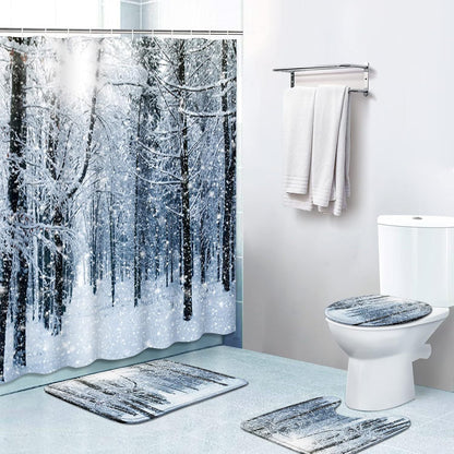 Decorative Artificial Plants Shower Curtain Textile Washable