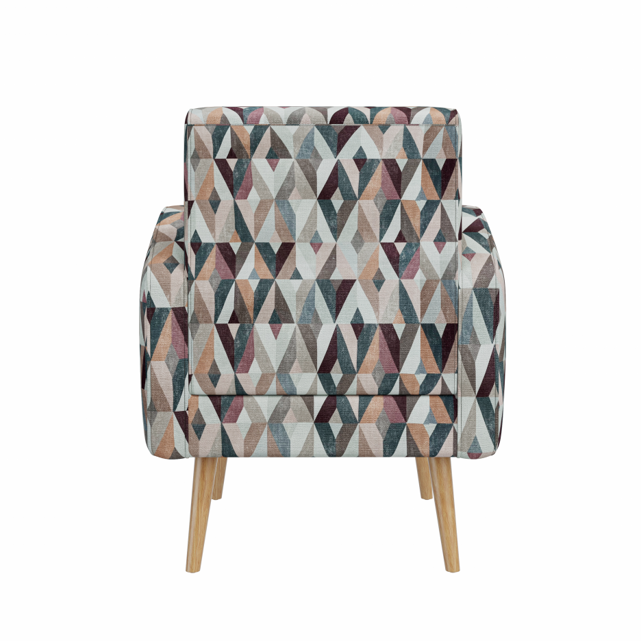 Darien Accent Arm Chair In Red And Tan Prism Pattern With Natural Solid Wood Legs - view 4