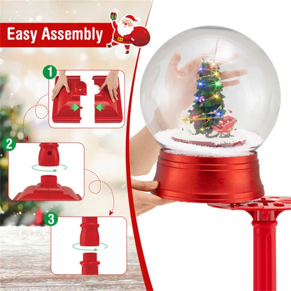 5 Ft Christmas Streetlamp Decor: 360° Rotating Santa/Snowman/Tree, 15 Colorful LEDs, 8 Tunes, 2 Modes (Stand/Tabletop) - view 3