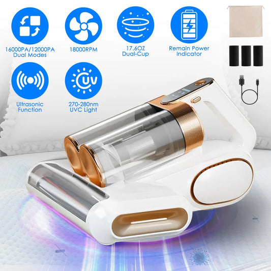 Mattress Vacuum Cleaner, Cordless 200W with 16KPA Suction, Allergen Removal