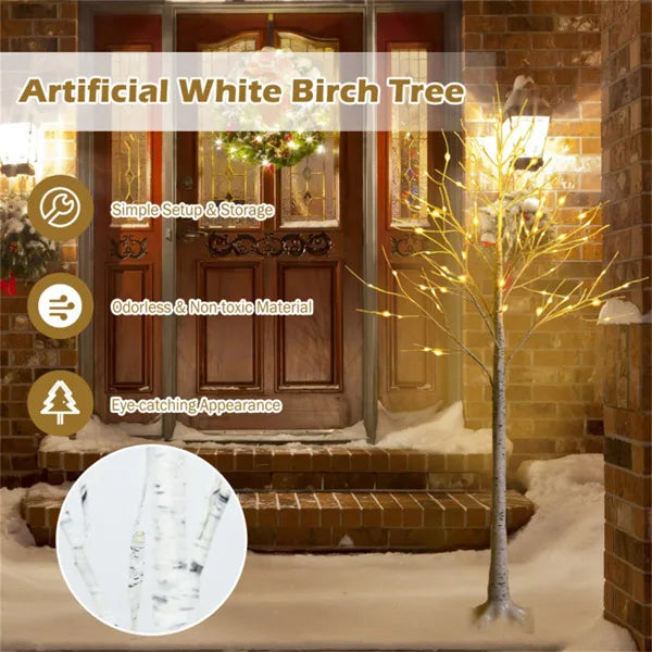 White 5FT LED Birch Tree - Lifelike Bark 72 Lights Flexible Branches 7.2ft Cord For Christmas - view 5