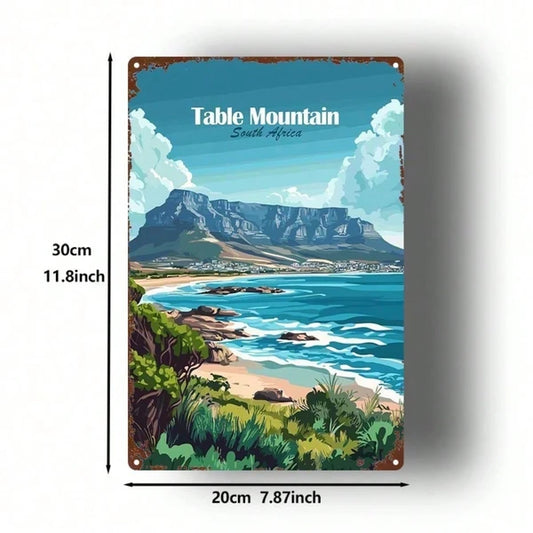 Vintage Table Mountain South Africa Tin Sign 8x12 Inch, Antique 2D Flat Metal Plaque Wall Decor For Home Farm Kitchen - view 2