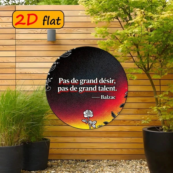 1pc Round Aluminum Sign, Aluminum Sign, French Proverb Floral Wall Plaque, French Proverb Floral Wall Plaque - view 4