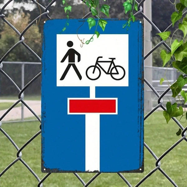 Aluminum German Traffic Sign Dead-End Road Warning, Retro Vintage Wall Art For Bicycles - view 4